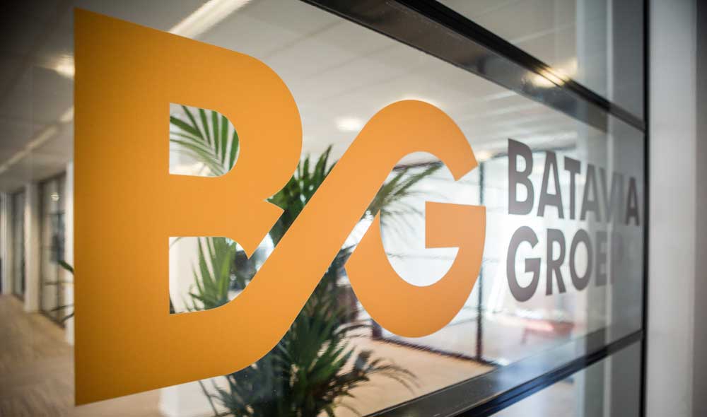 Logo Batavia Groep op glas